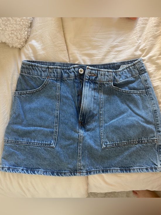 Zara Dresses & Skirts - Zara Light Blue Denim Mini Skirt with Front Pockets